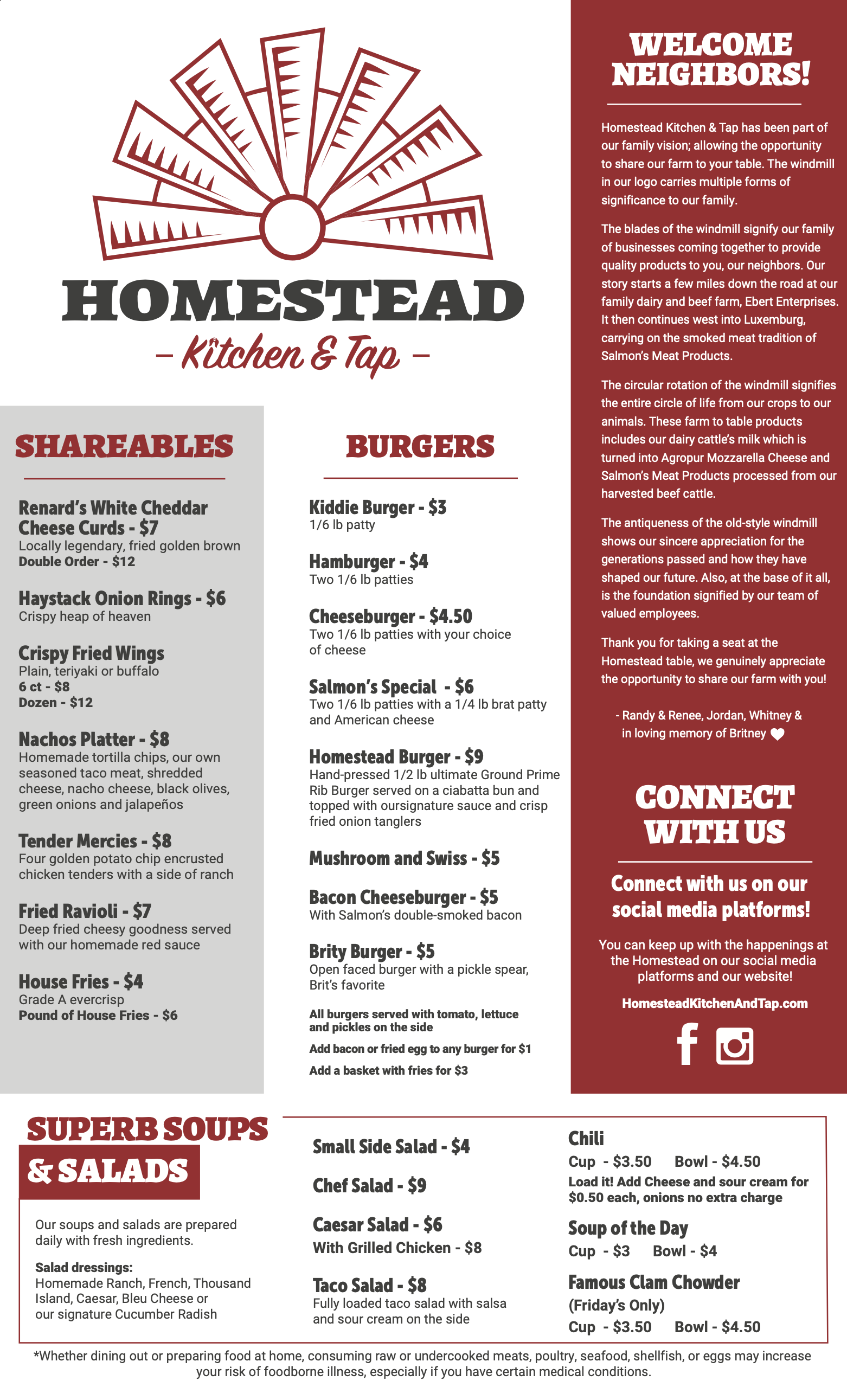 Menu Homestead